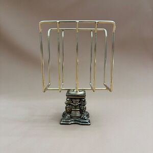 Vintage Sears Gold Tone Metal Napkin Holder Lion Head Pedestal Hollywood Regency